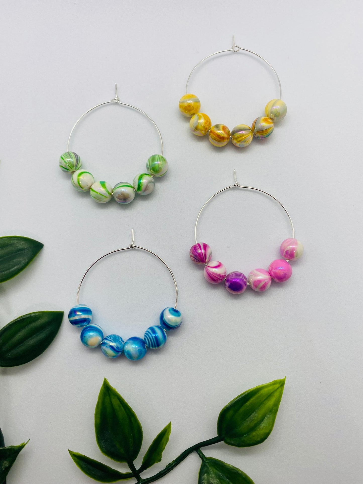 4 Swirl Bead Wine Glass Charms