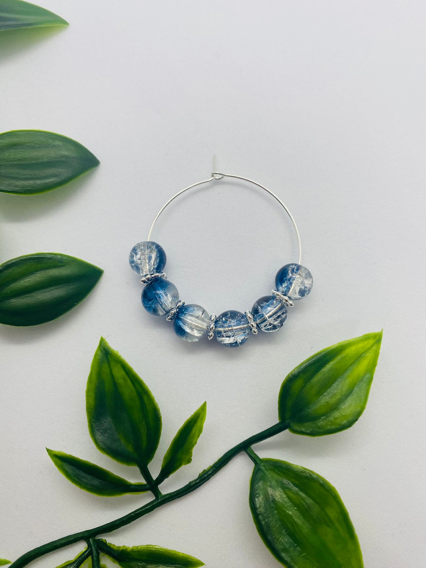 Blue Two Tone Bead Wine Glass Charm