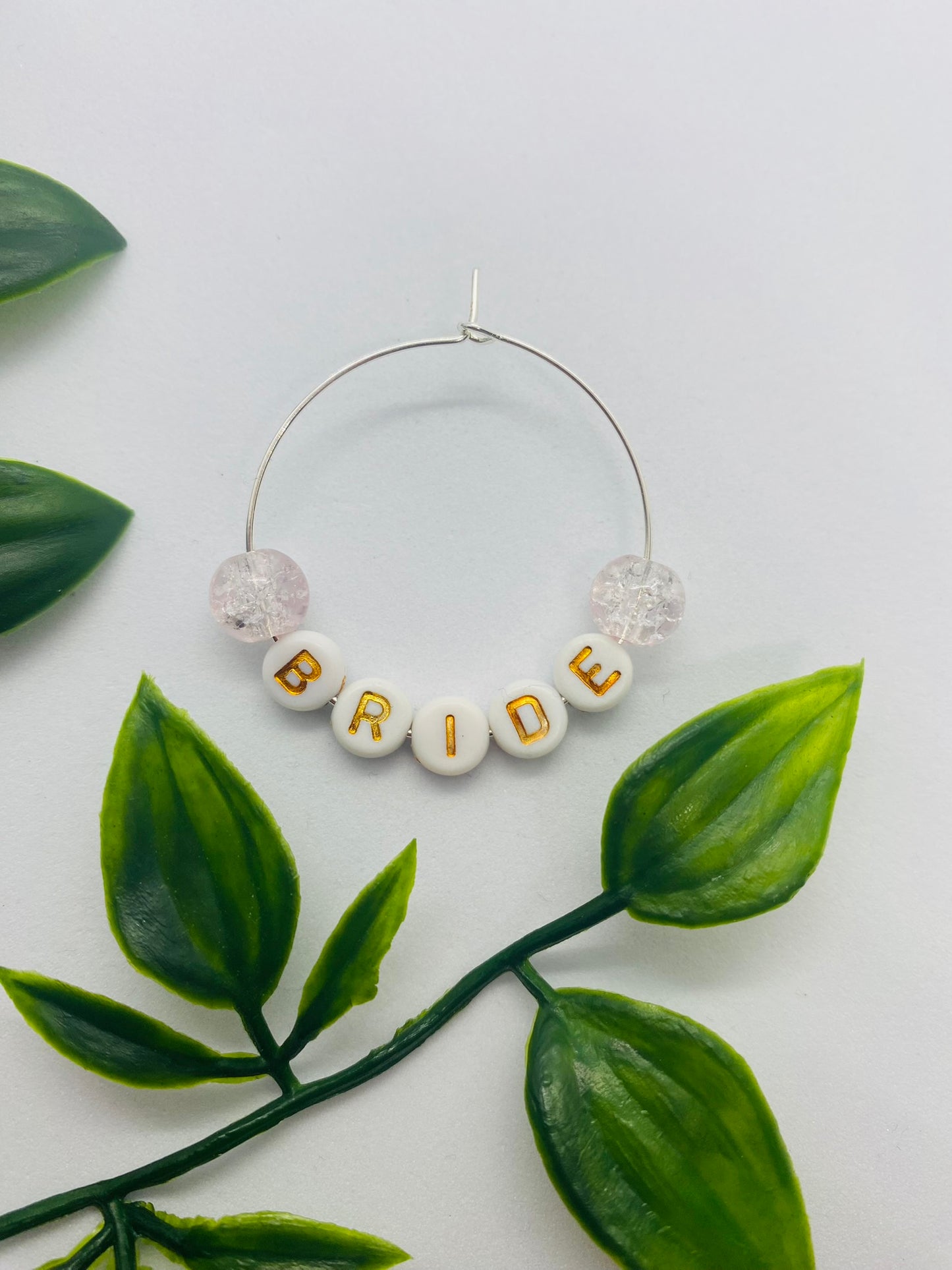 Gold Letter Bride Wine Glass Charm