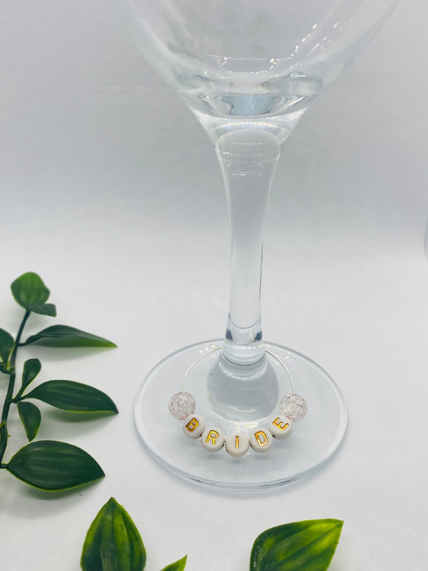 Gold Letter Bride Wine Glass Charm