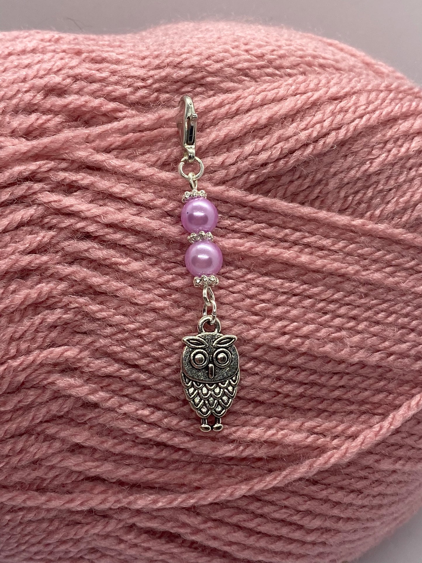 Lilac Bead Owl Charm