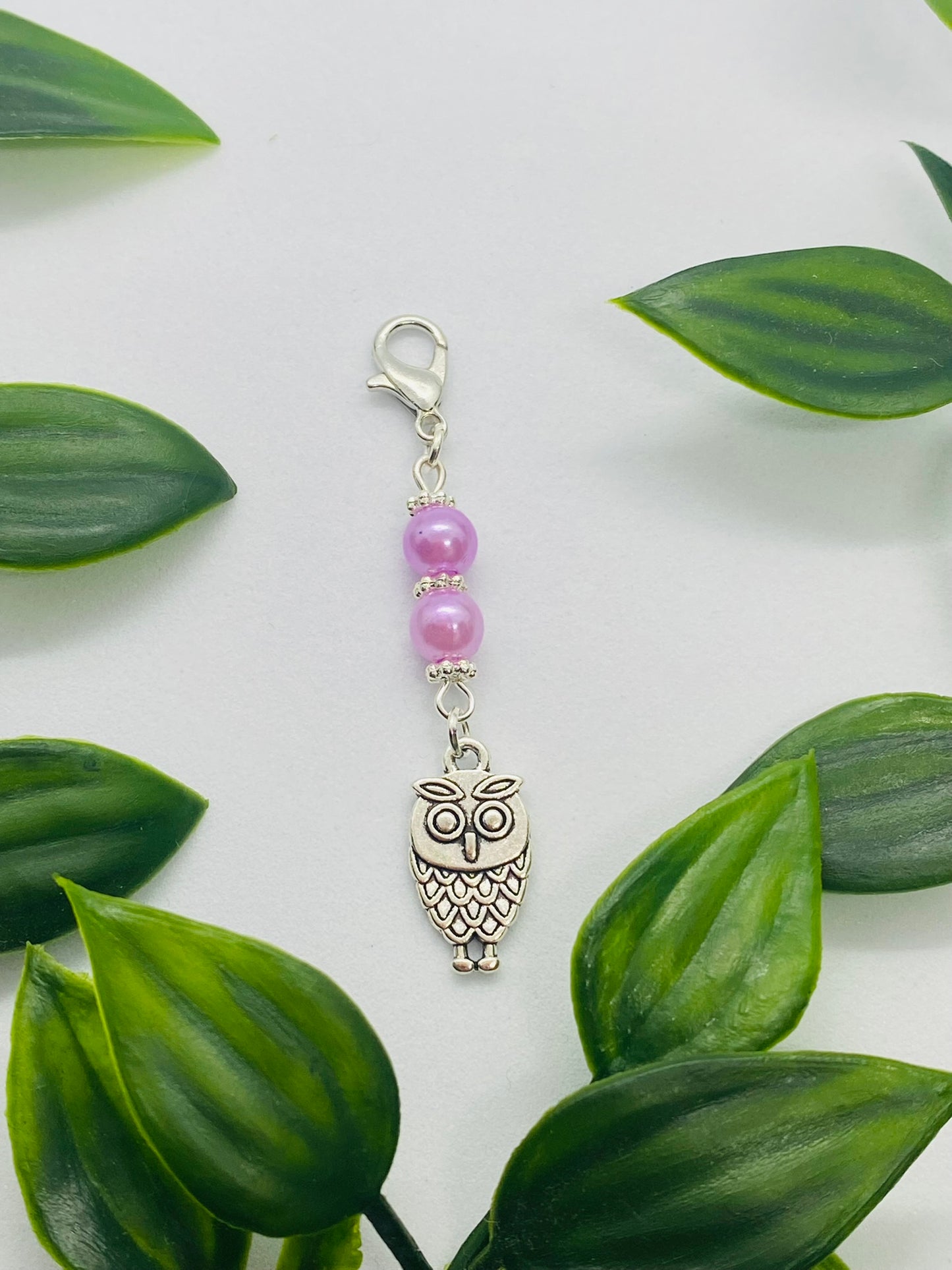 Lilac Bead Owl Charm
