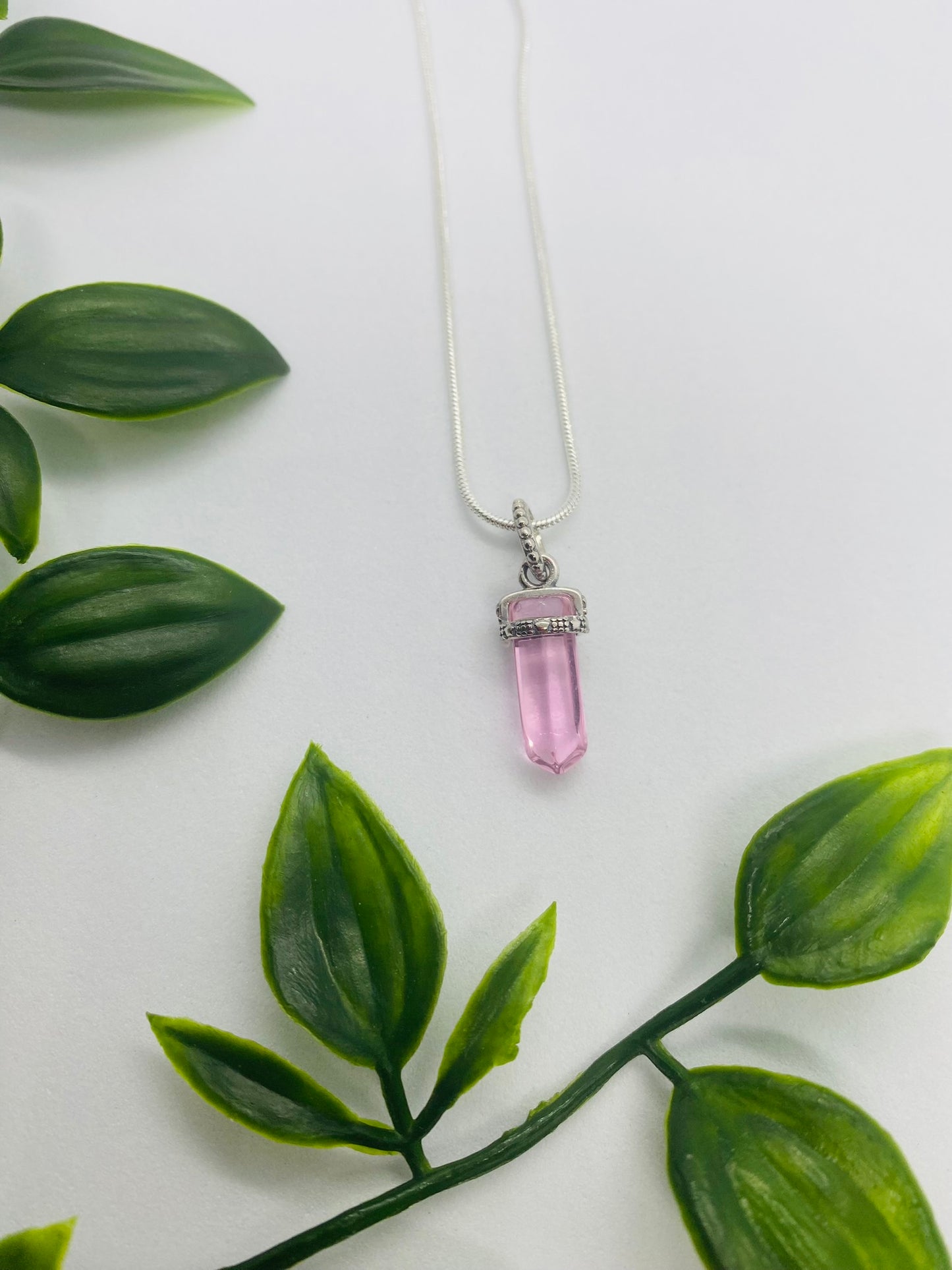 925 Silver Pink Charm Necklace