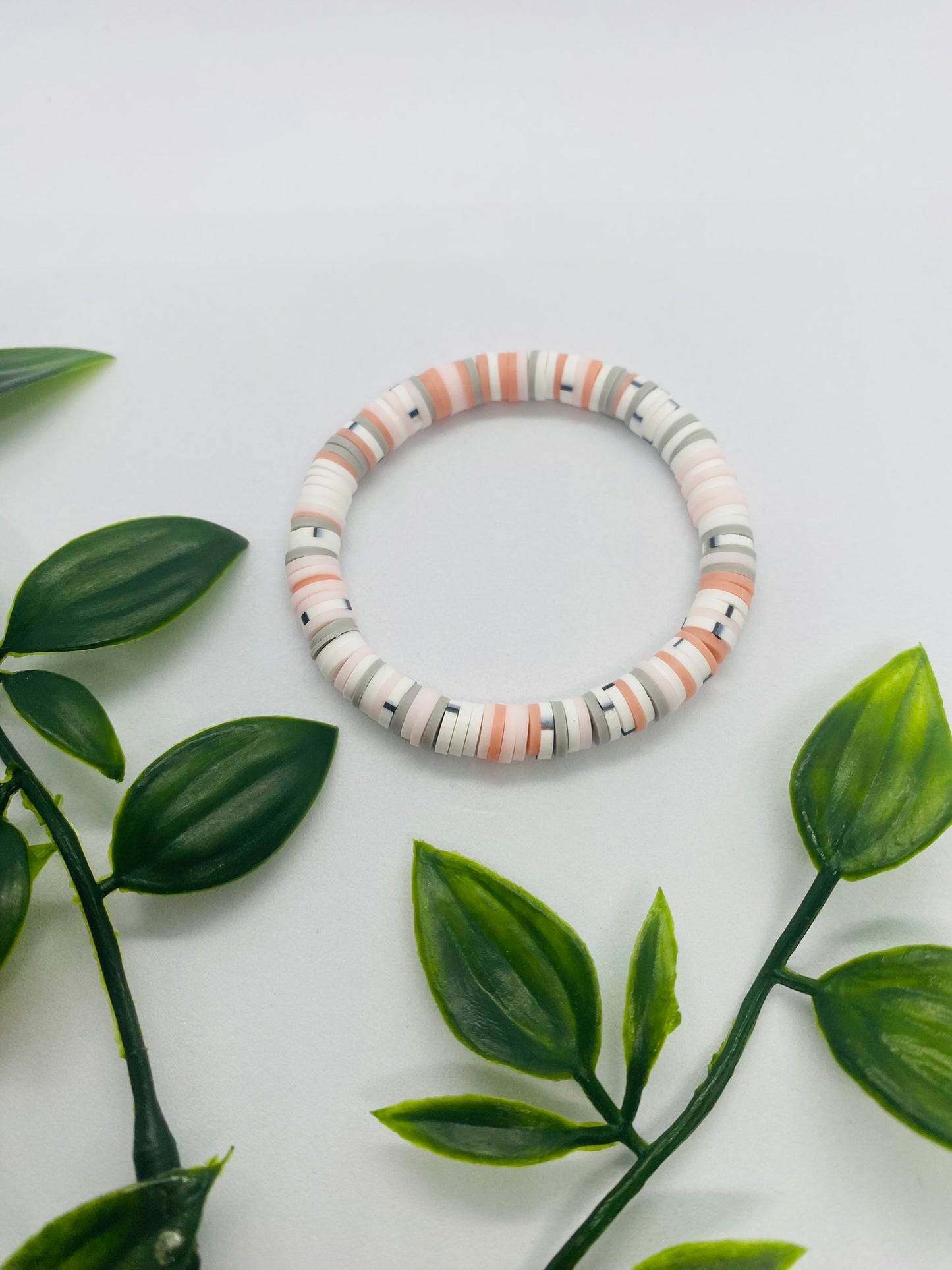 Kids Pink, Grey & White Speckle Mixed Bead Bracelet