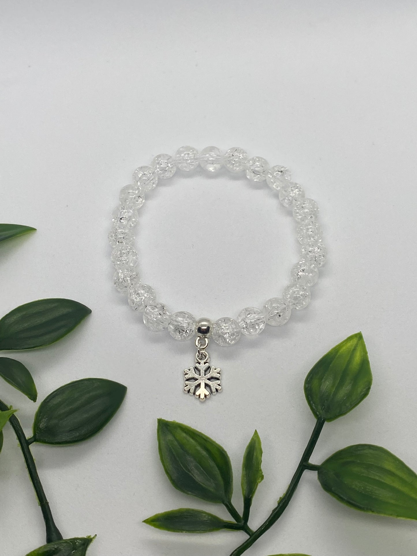 White Bead Snowflake Bracelet