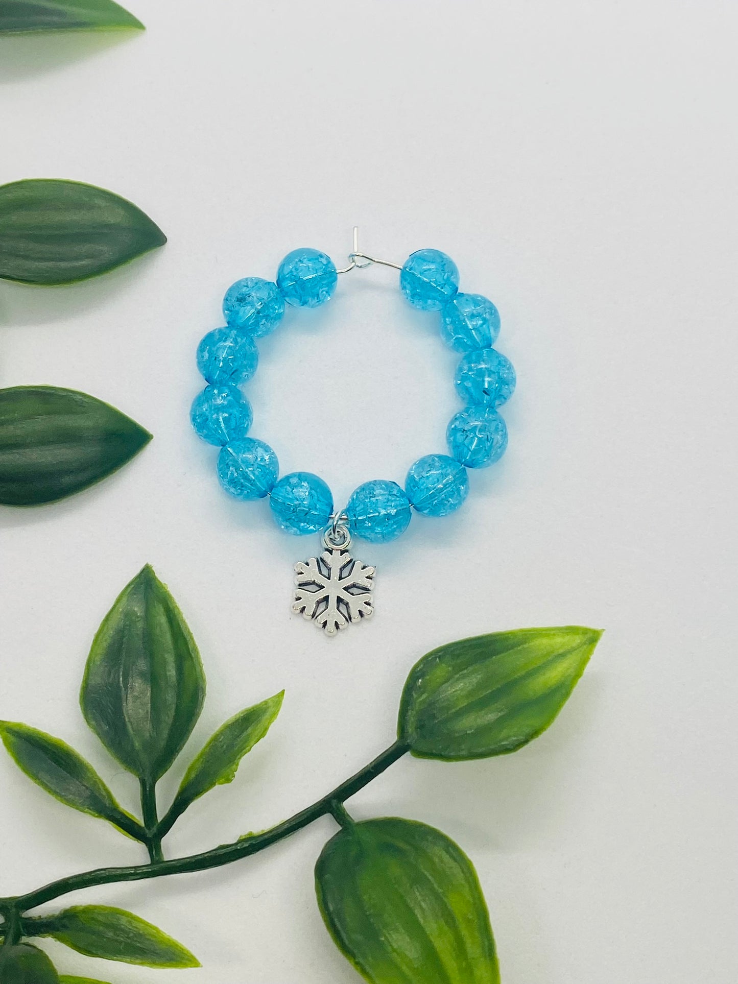 Blue Bead Snowflake Wine Glass Charm