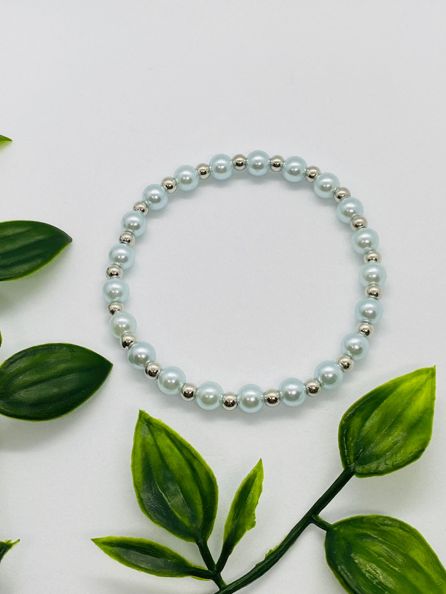 Ice Blue & Silver Bead Bracelet