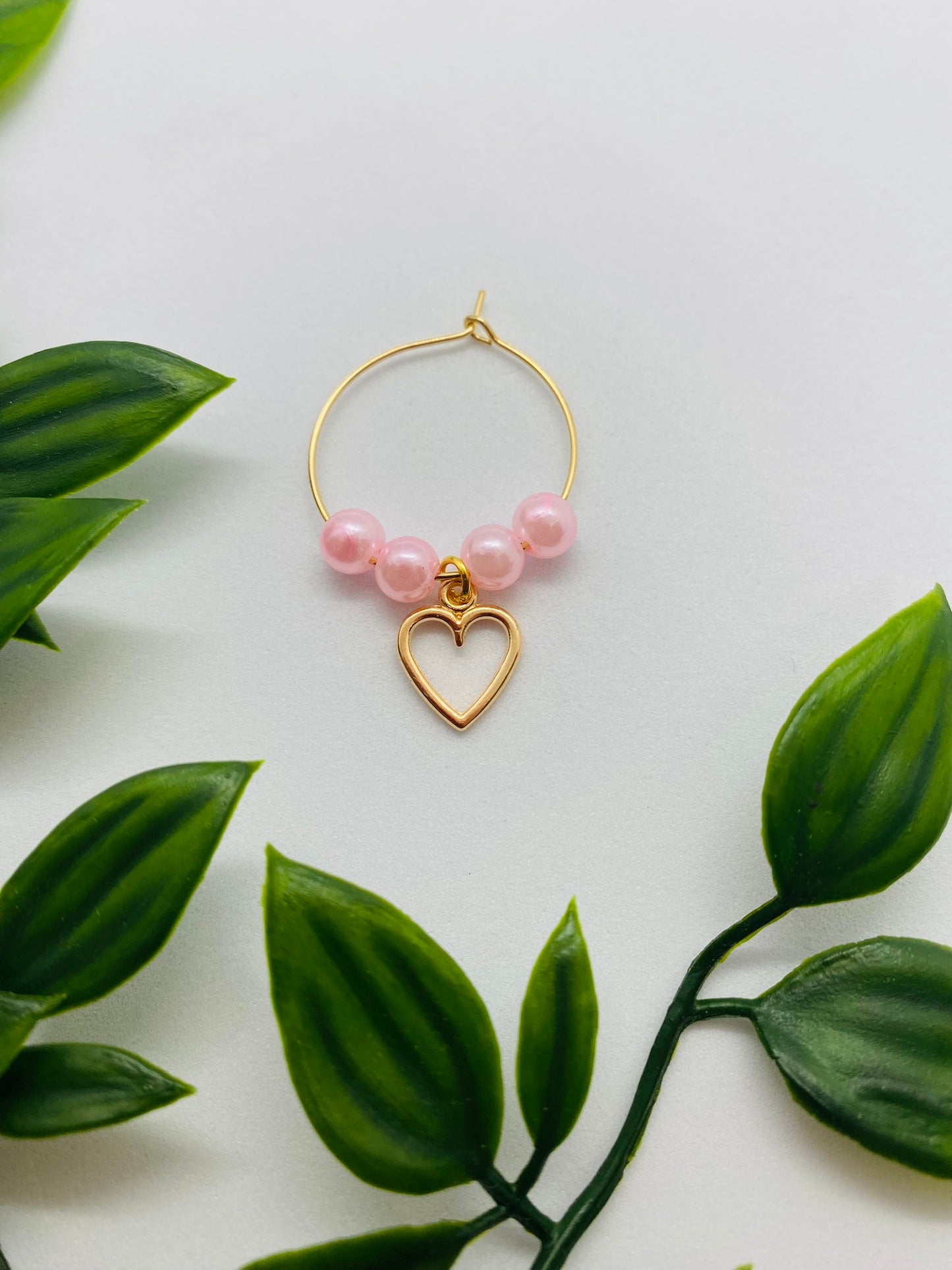 Pink Bead Wine Glass Charm