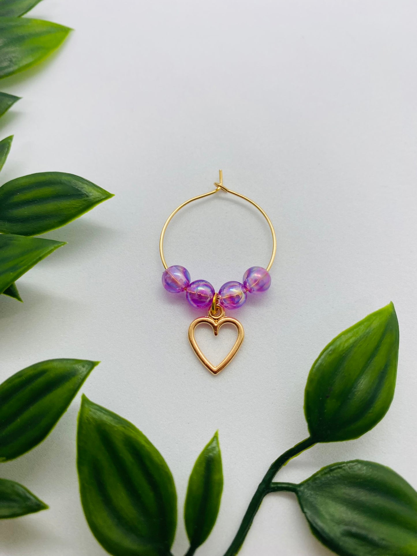 Purple Bead Wine Glass Charm