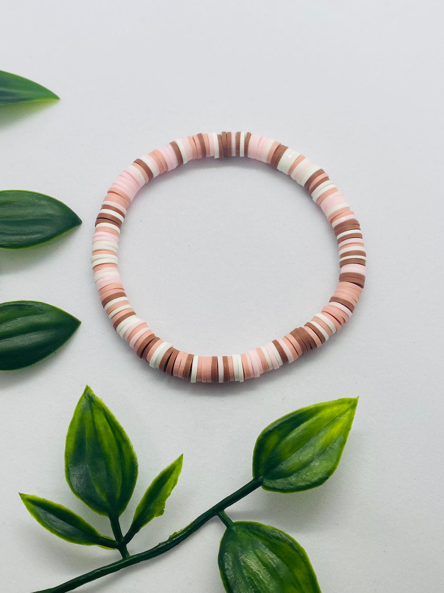 Pink & Brown Random Mixed Bead Bracelet