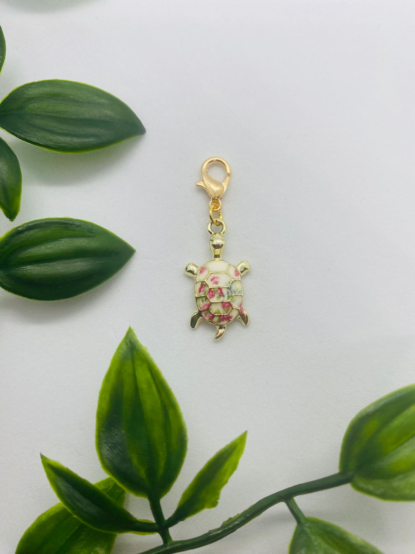 Floral Turtle Charm