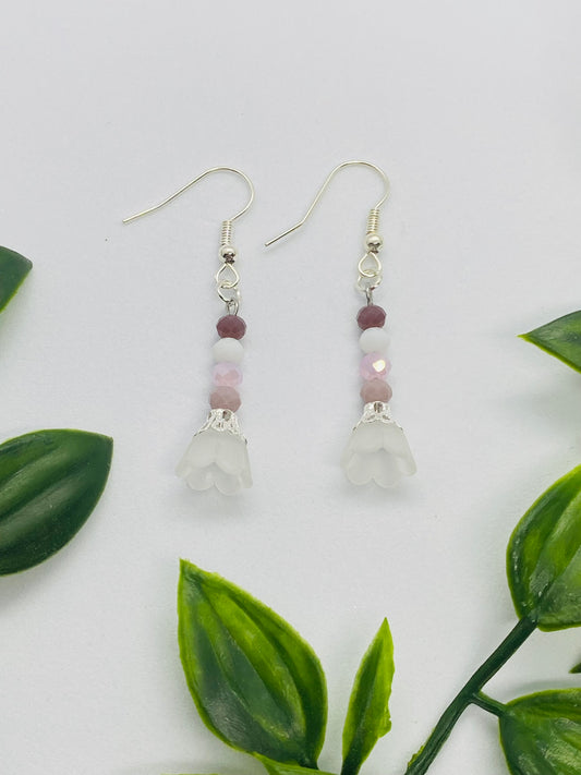White & Purple Flower Earrings