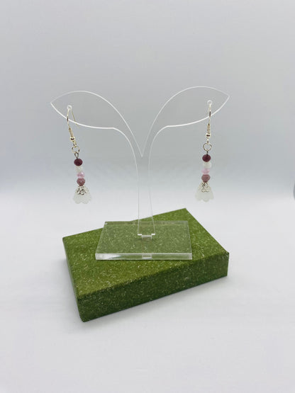 White & Purple Flower Earrings