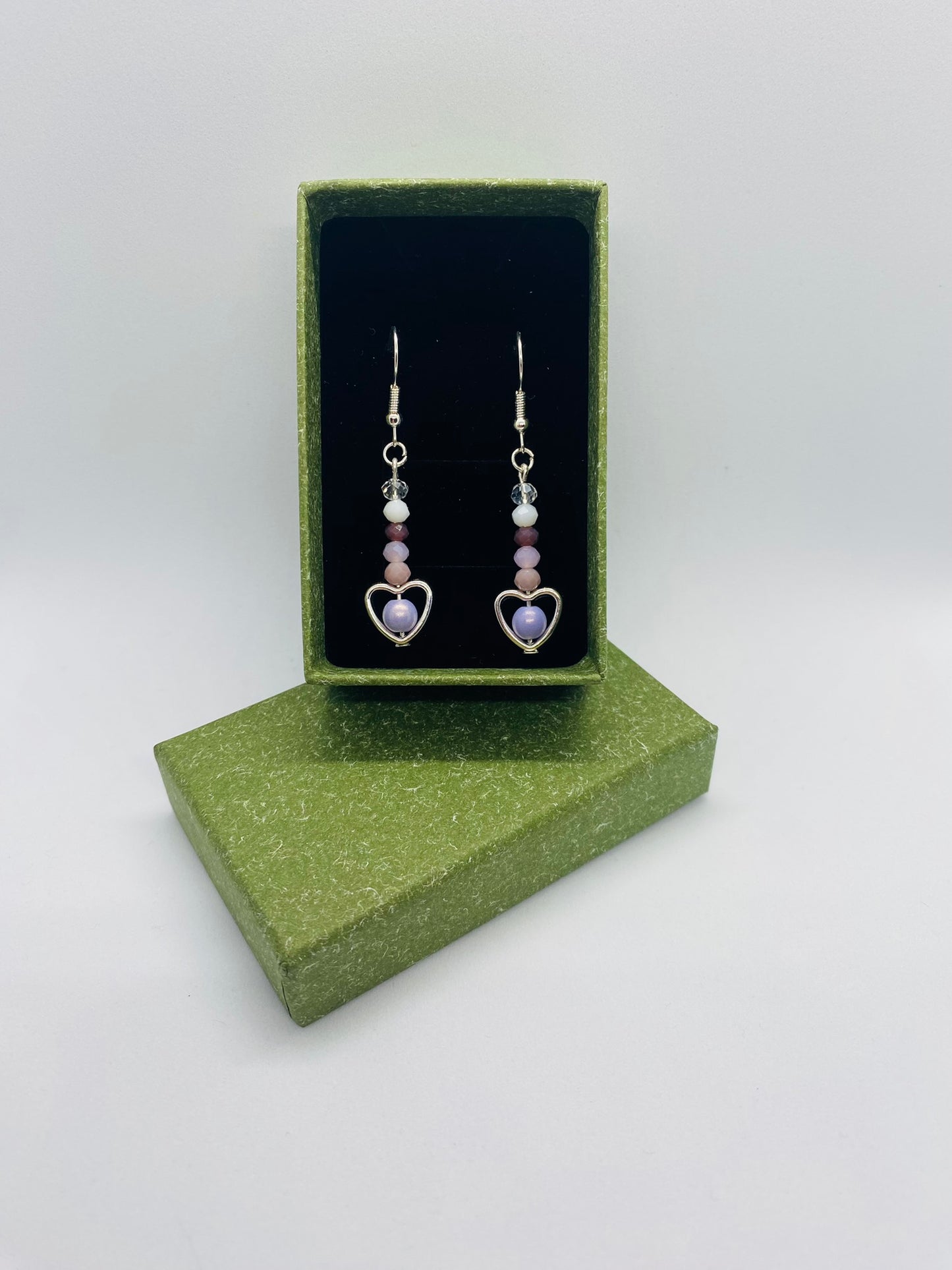 Heart & Purple Bead Earrings