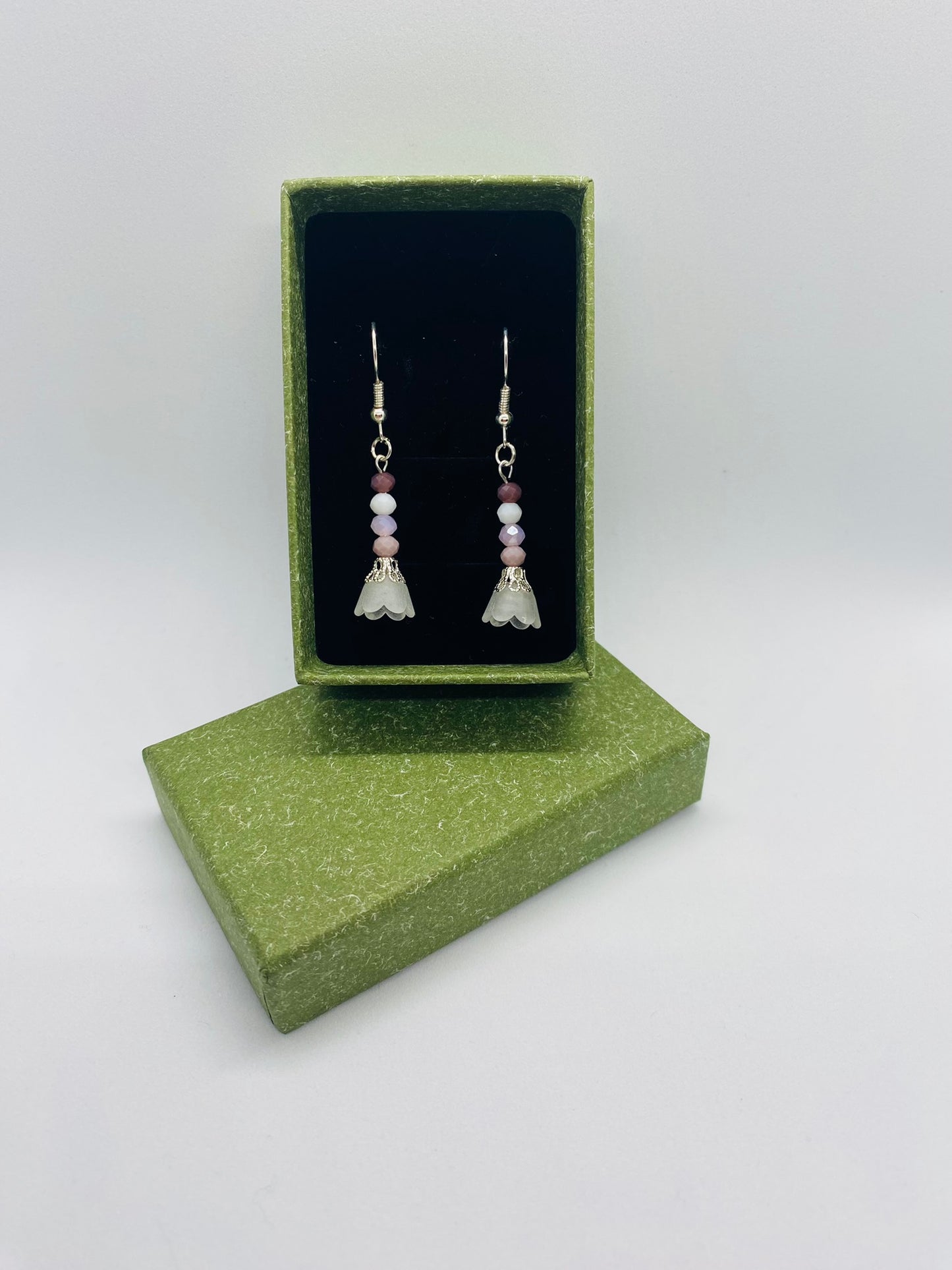 White & Purple Flower Earrings