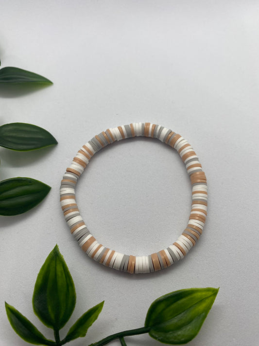 White, Grey & Beige Random Mixed Bead Bracelet