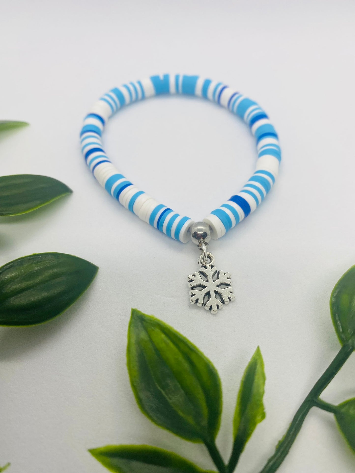 Blue & White Snowflake Bracelet