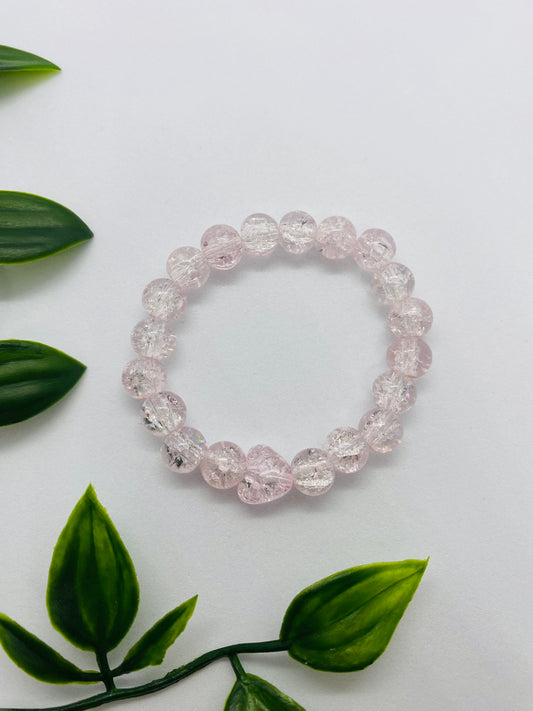 Kids Pink Glass Tint Heart Bracelet