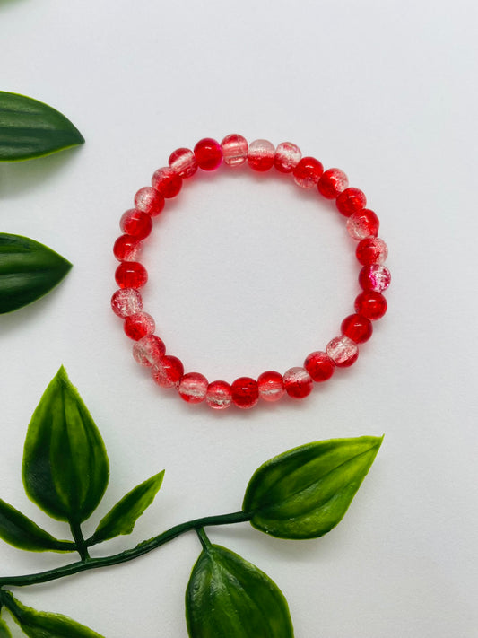 Kids Red Glass Bead Bracelet