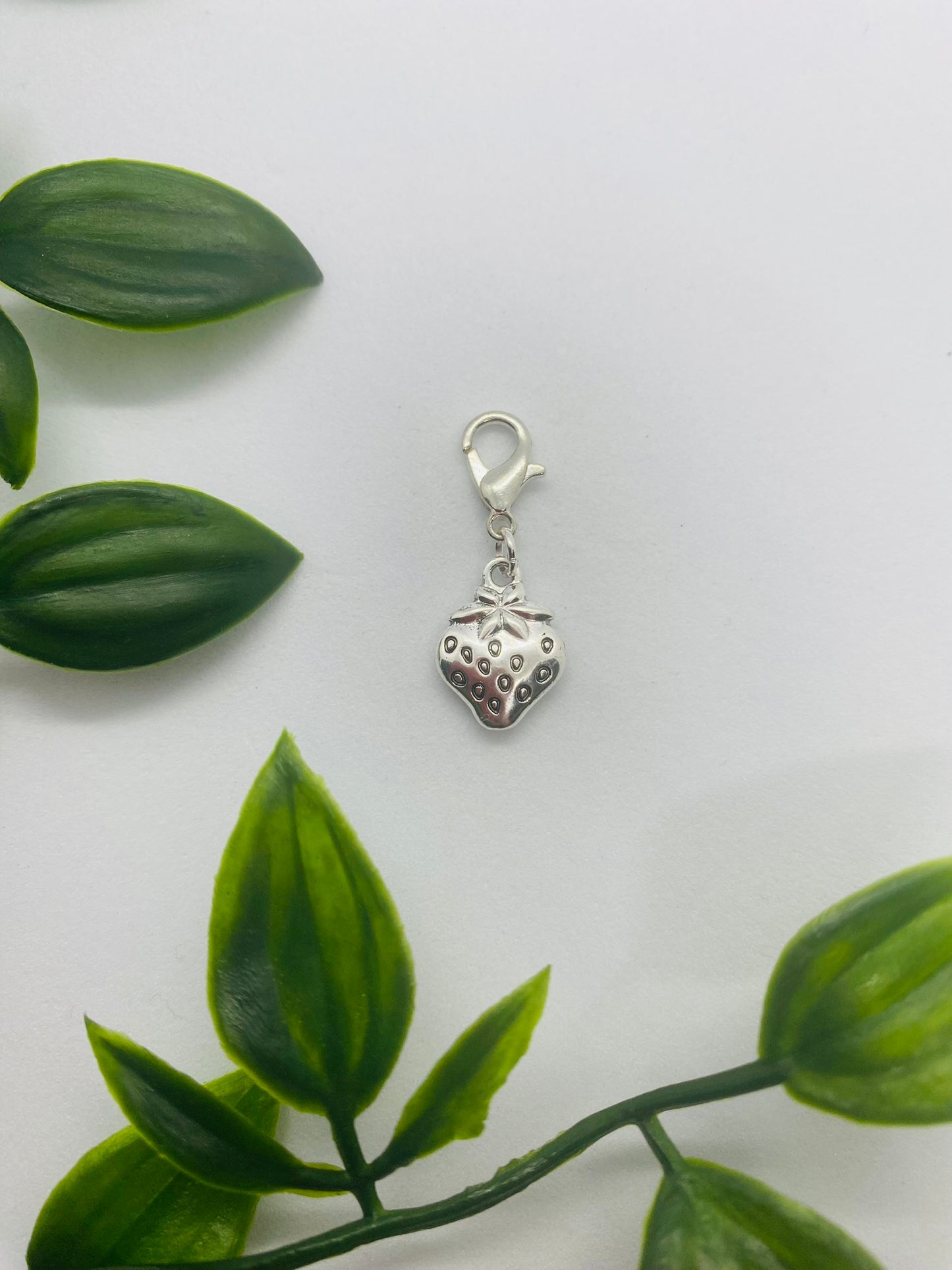 Silver Strawberry Charm