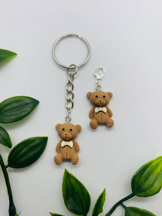Teddy Bear Keyring & Charm Duo