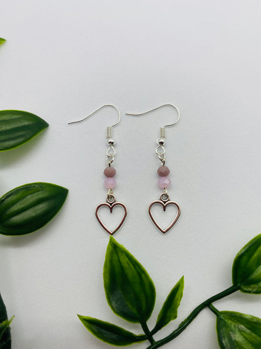 Twin Lilac Bead Heart Earring