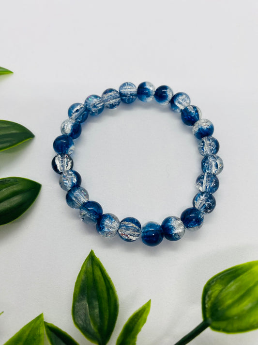 Two Tone Blue Glass Bead Bracelet
