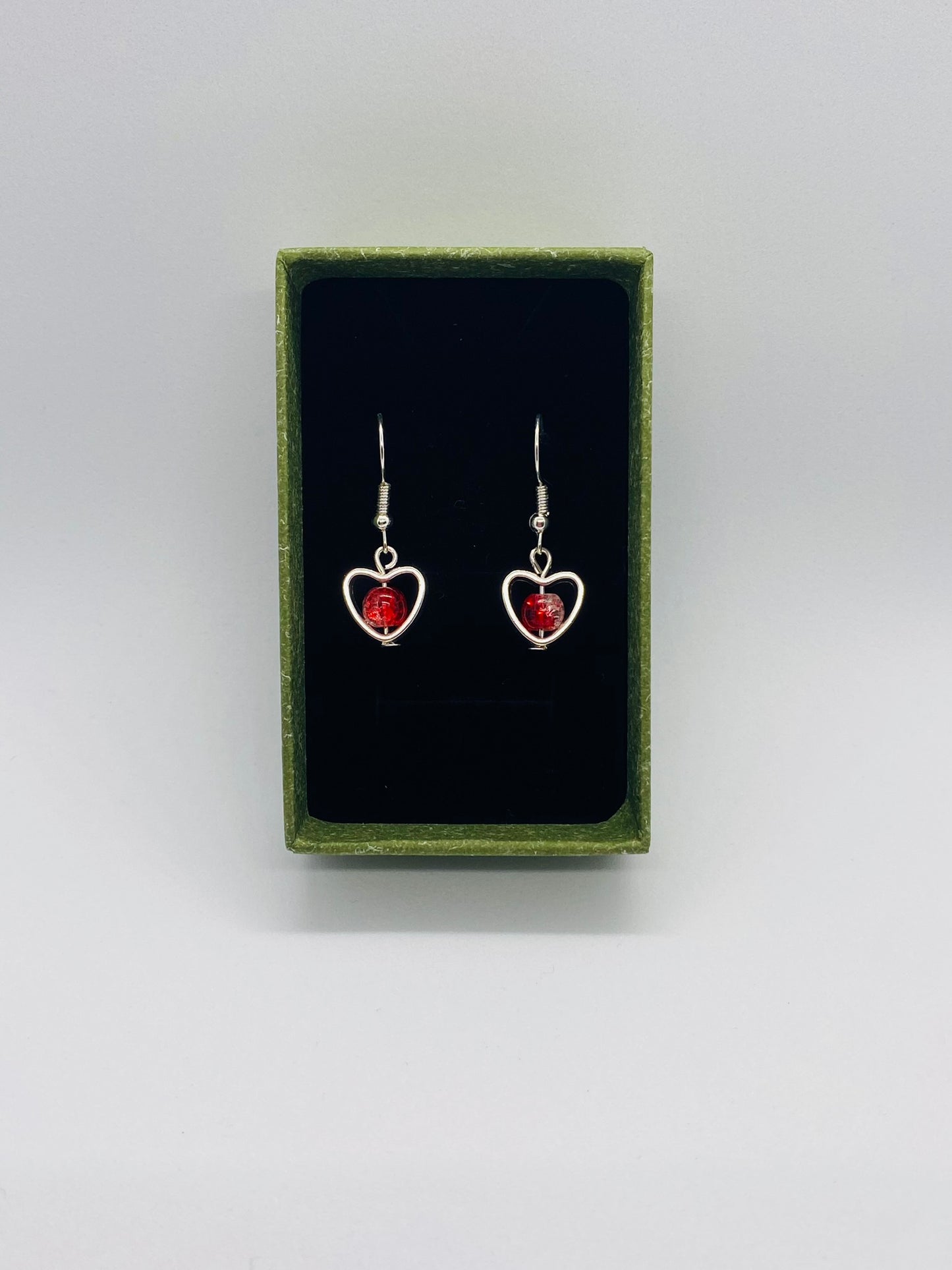 Two Tone Red & Clear Heart Earrings