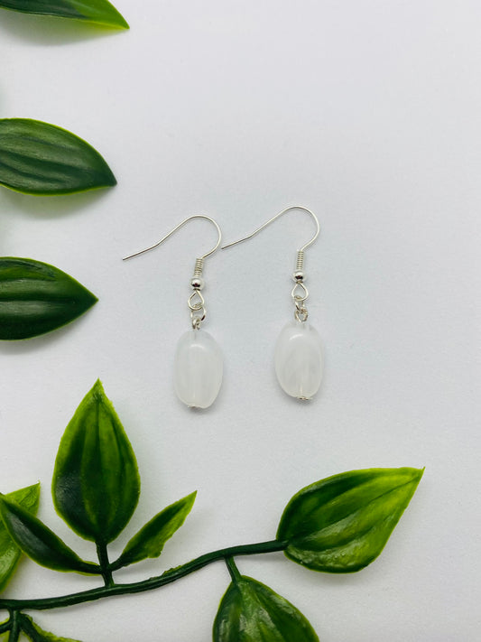 White Drop Earrings