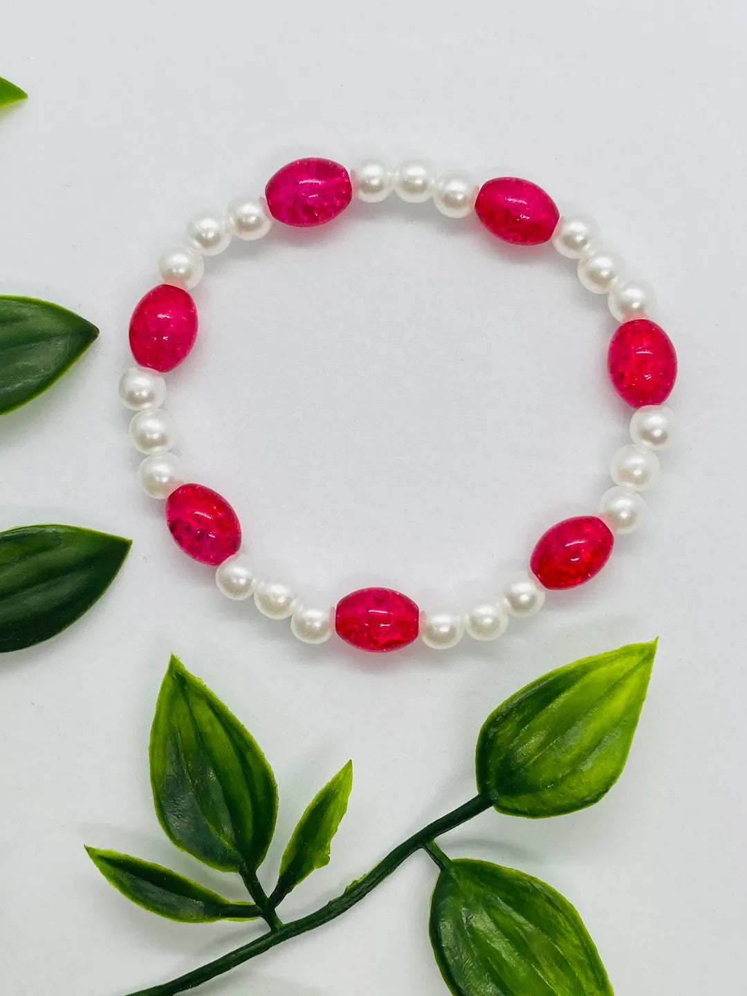 White & Pink Bead Bracelet